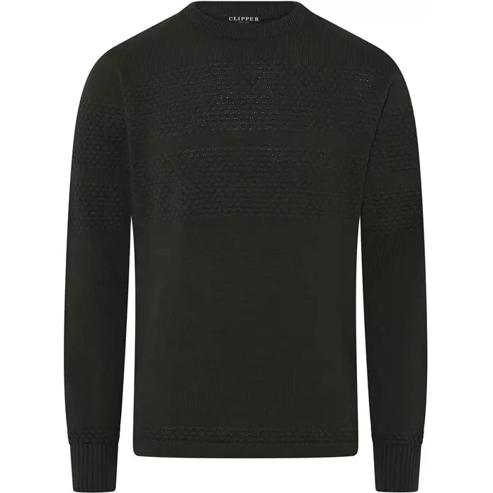 Clipper 50892 Aarhus striktrøje O-neck, Mørk oliven (Herre)