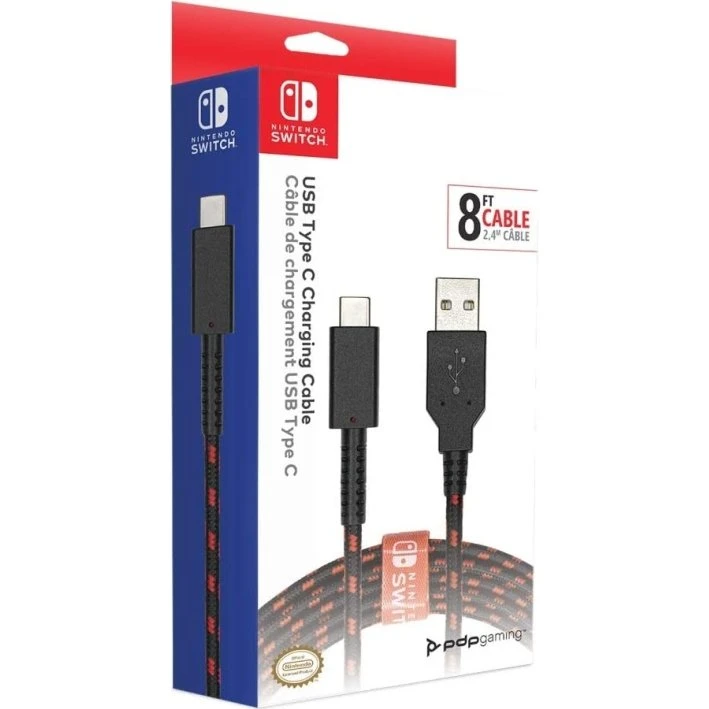 PDP Nintendo Switch USB-C Opladerkabel, 2,4 m, flettet, licenseret