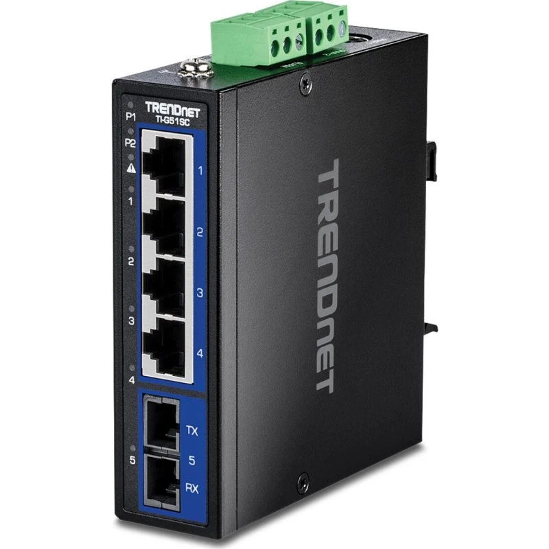 TRENDnet TI-G51SC 5-port industrielswitch, sort, metal