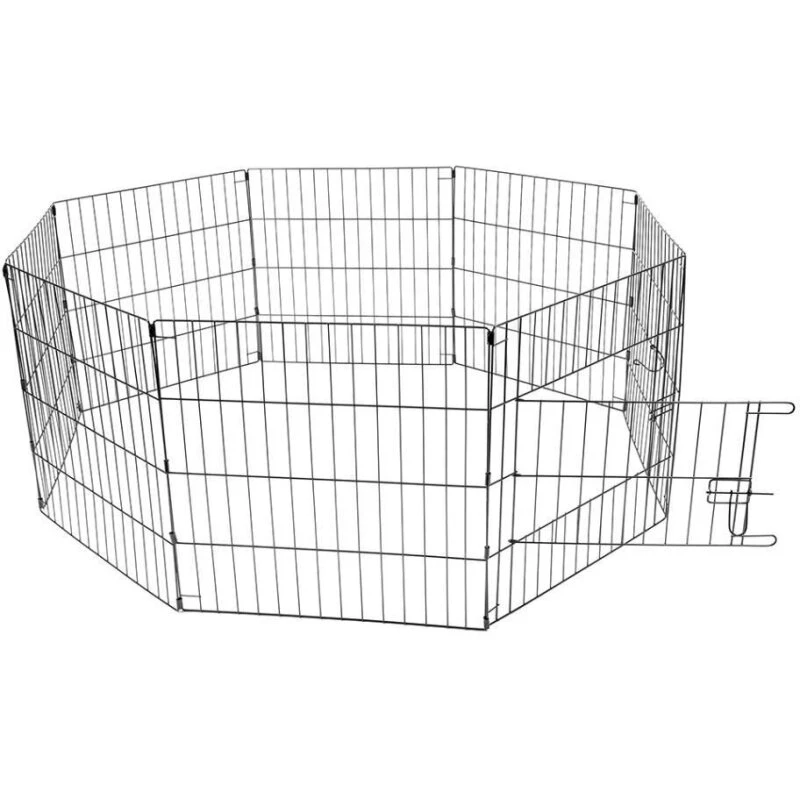 Duvo+ Hvalpegård med dør, net og kroge, sort 60x60 cm