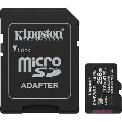 Kingston Canvas Select Plus 256 GB microSDXC 150 MB/s A1 med adapter