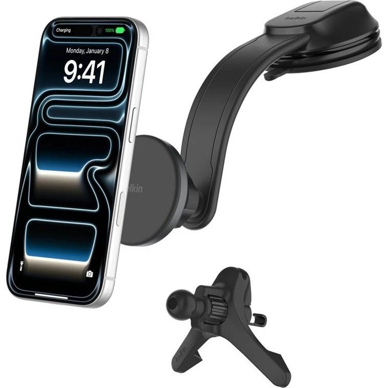 Belkin BoostCharge Trådløs Opladerholder 15W, Magnetisk, Sort