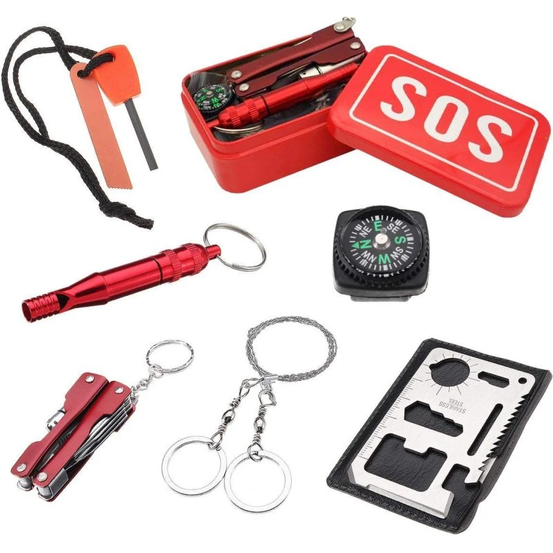 Survival Kit - 9 x 6 x 3 cm, Flerfarvet Metal