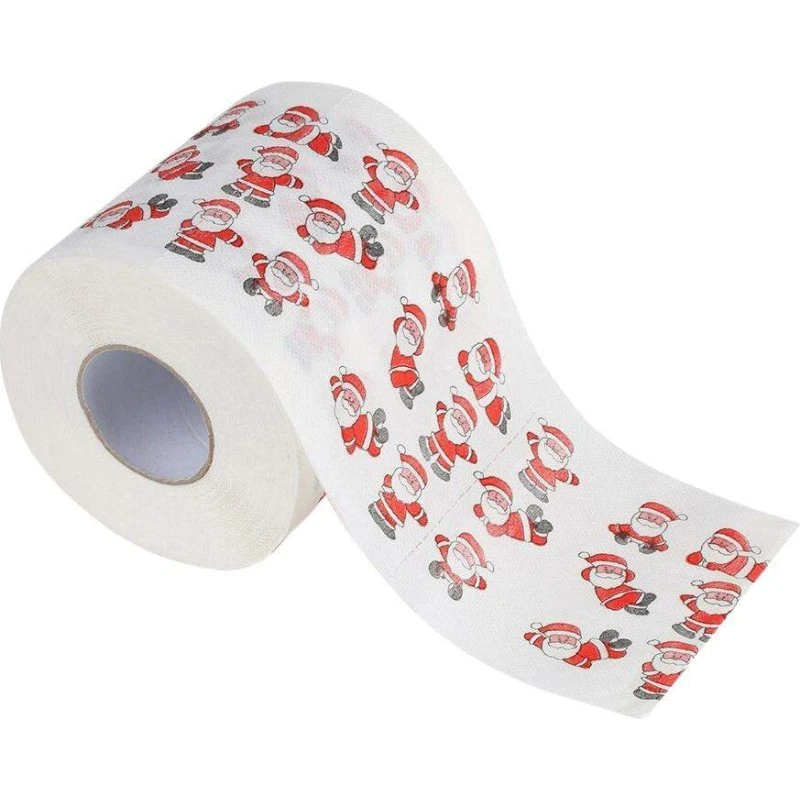 Santa Claus Toiletpapir med Julemotiv – Hvid/Rød