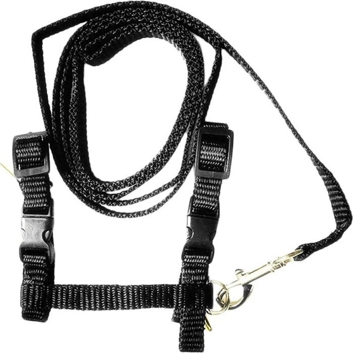 Justerbar sele til katte, sort, nylon, 18-29 cm