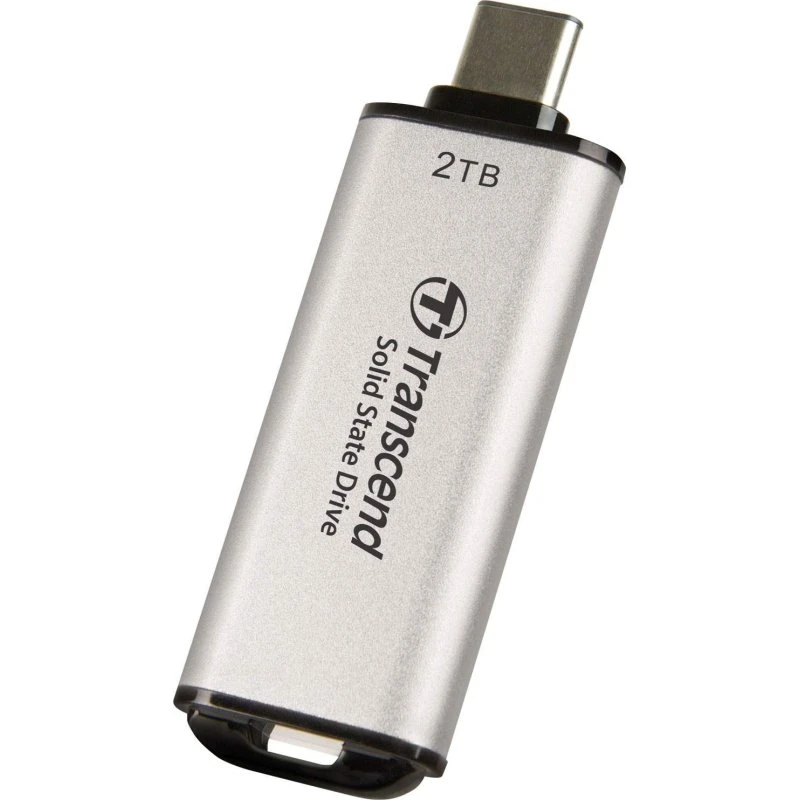 Transcend ESD300C 2TB USB-C SSD, 10 Gbps, sølv