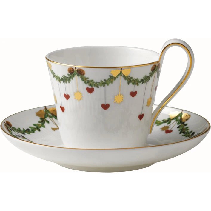 Royal Copenhagen Stjerne Riflet Jul kop med underkop