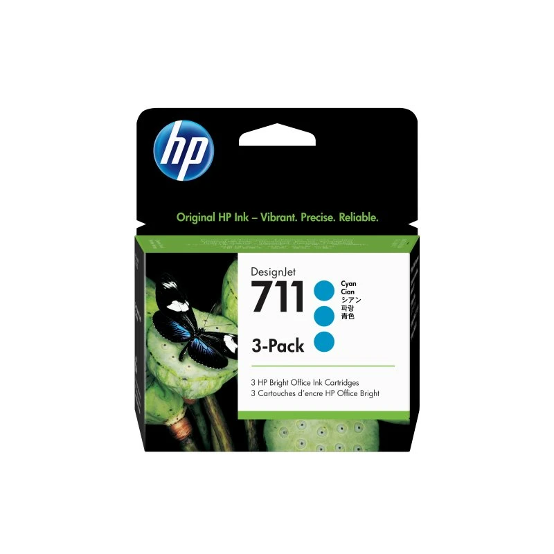 HP 711 Cyan Blækpatron 3-pak (CZ134A)