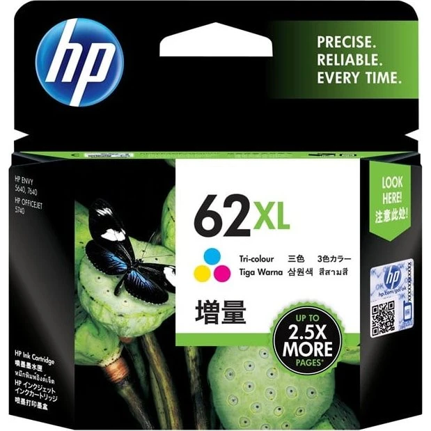 HP 62XL Farve (Cyan, Magenta, Gul) 415 Sider