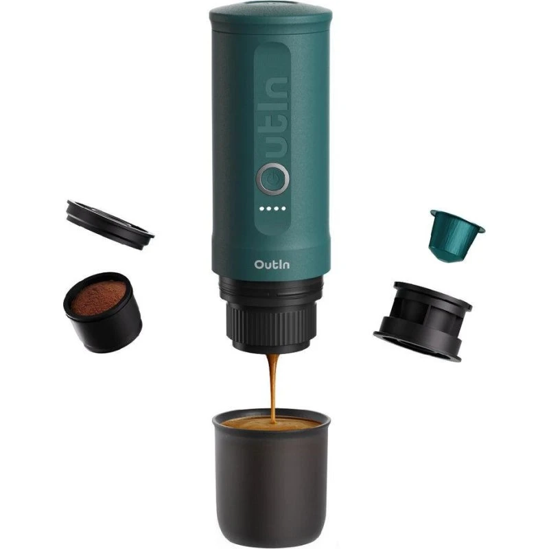 Outin Nano Bærbar Espressomaskine - Turkisblå, 80 ml, rustfrit stål