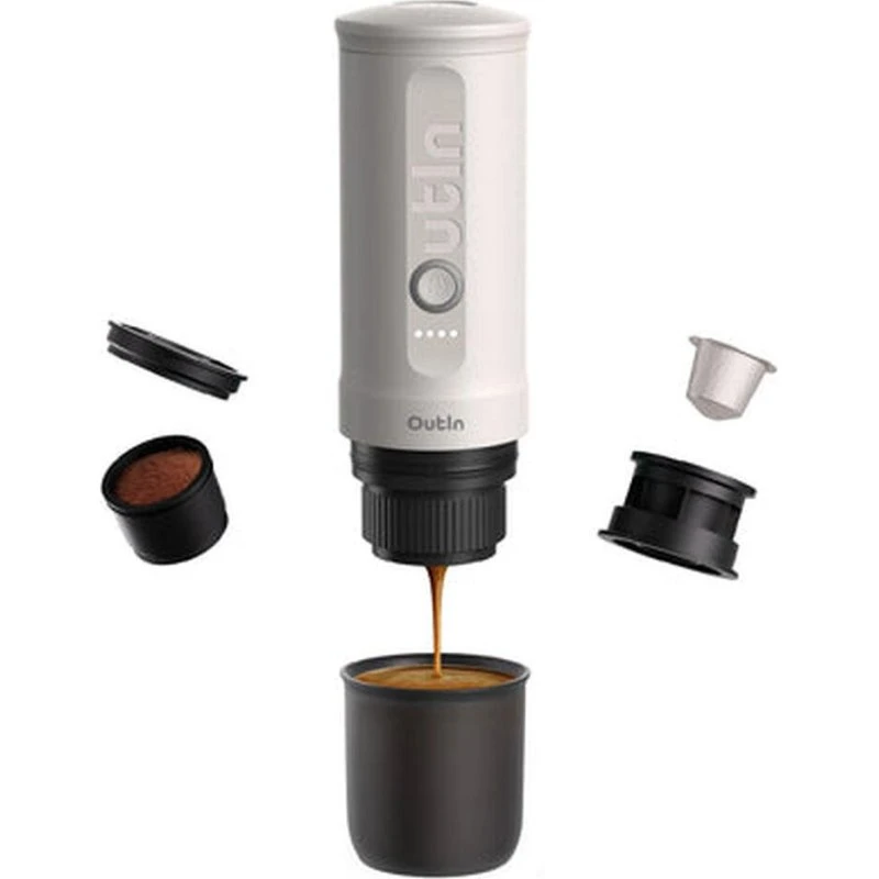 Outin Nano Bærbar Espressomaskine, Hvid, 7500mAh, 19 bar