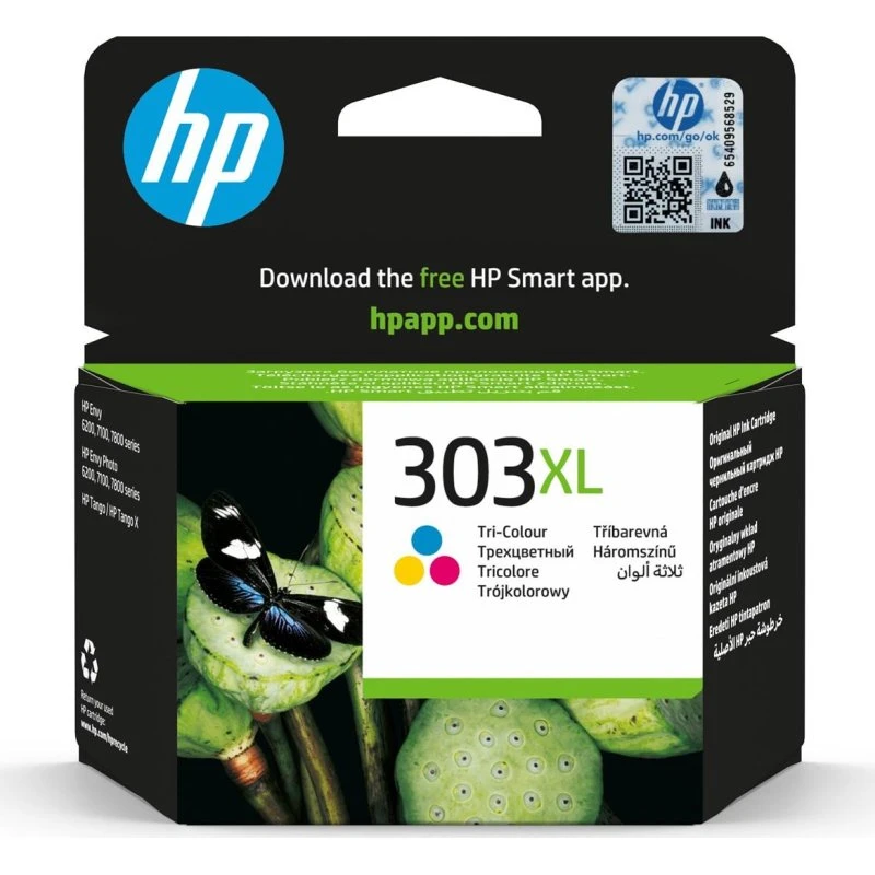HP 303XL Tri-Color Høj Kapacitet, Cyan/Magenta/Gul