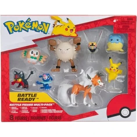 Pokémon Battle Figure Multi-Pack 8-pack (Rowlet, Pikachu, Litten, Popplio, Primeape, Ninjask, Spheal, Lycanroc)