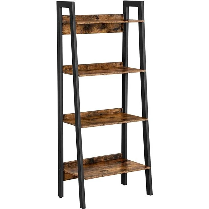 Stigehylde 4 niveauer rustik brun/sort, metalstel