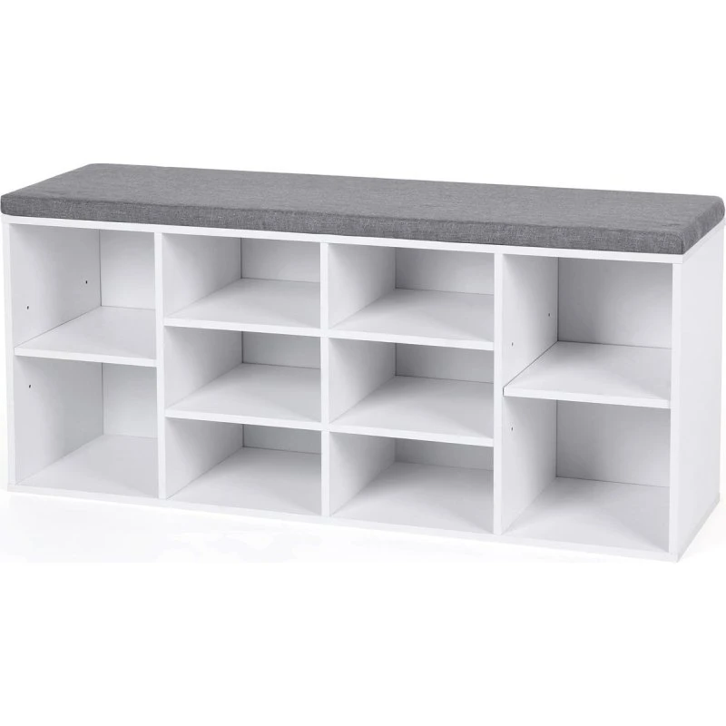 Sit Down Skobænk med opbevaring, 10 rum, hvid, 104 × 30 × 48 cm