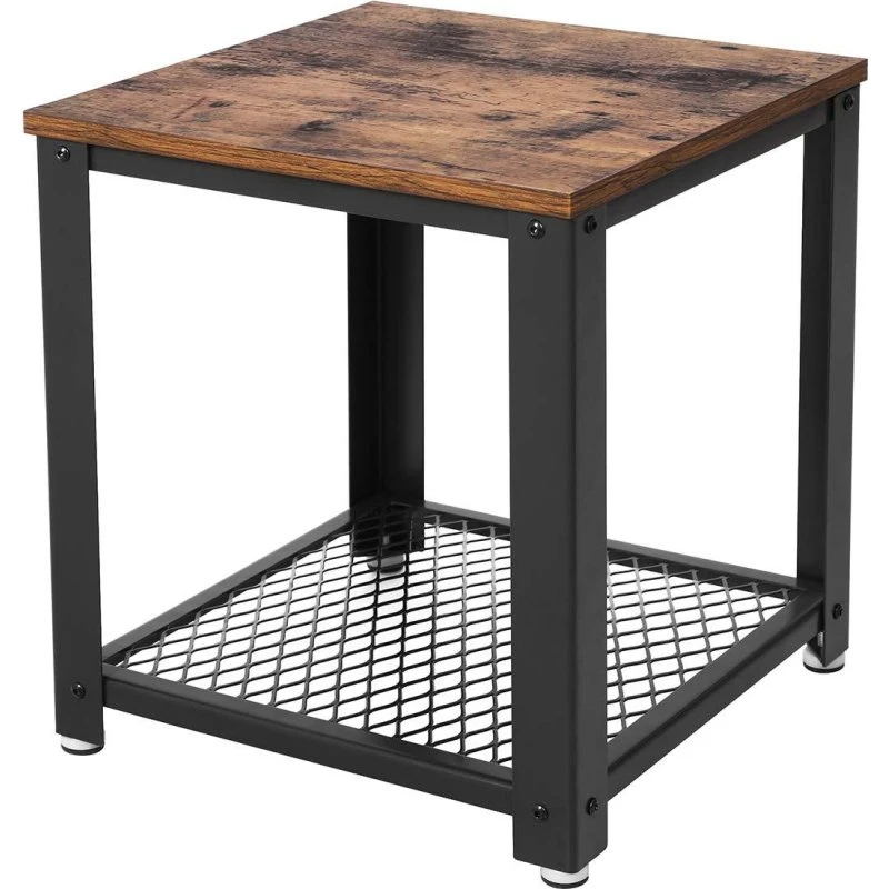 VASAGLE Sidebord i rustik brun/sort, 45x45x55 cm