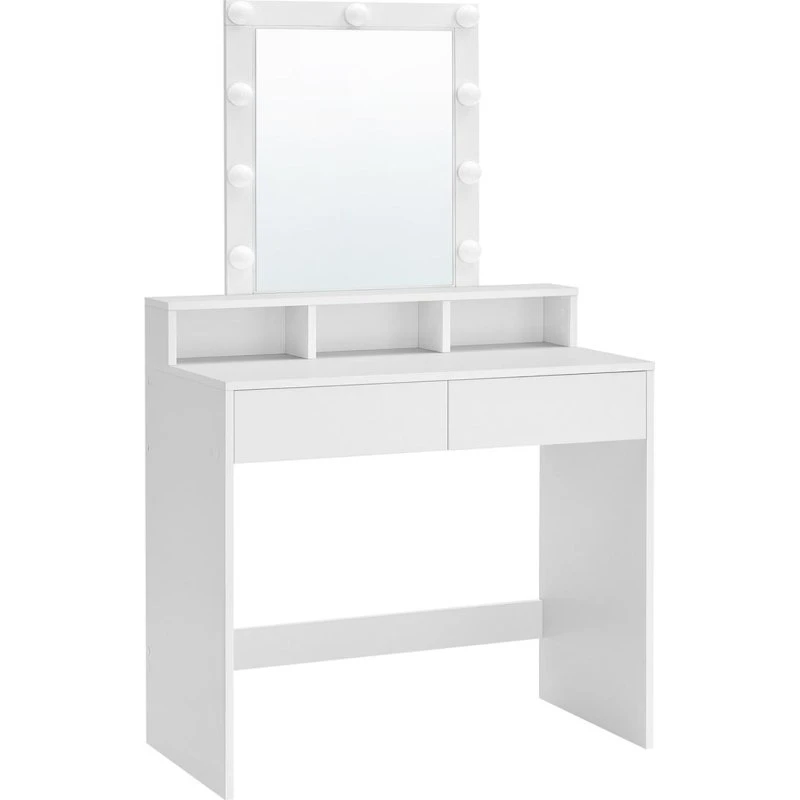 Mölnlycke Toiletbord med spejl og lys, 2 skuffer, hvid
