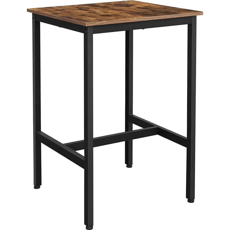 Vasagle Barbord Firkantet 60x60 cm, Rustik Brun/Sort, Industriel Stil