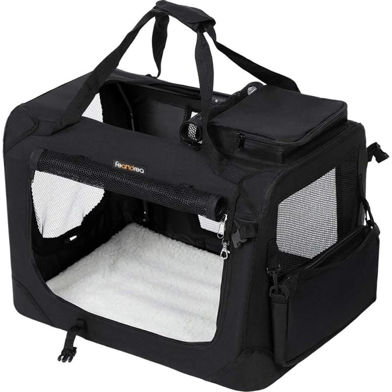 FEANDREA Foldbar Hundekasse M, Sort med Mesh-vinduer