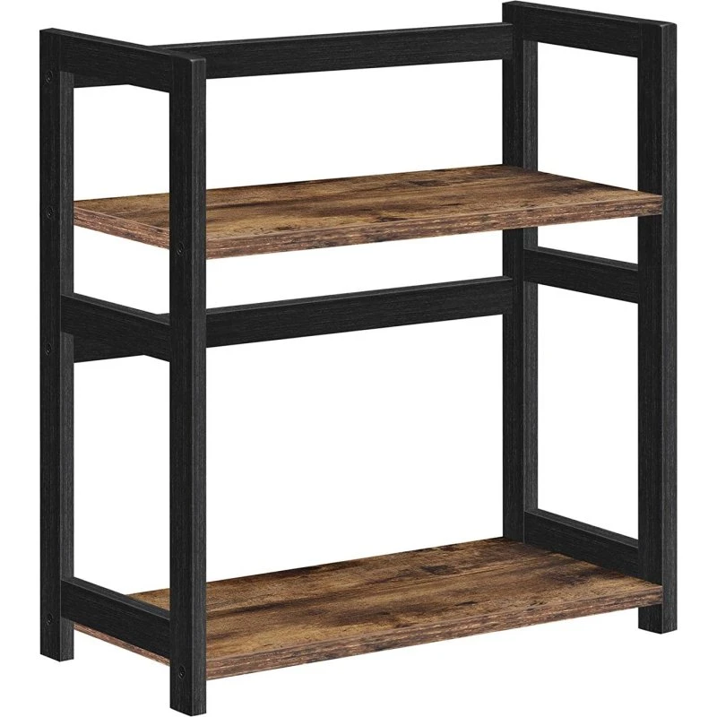 SONGMICS Krydderihylde 2 etager, rustik brun/sort MDF
