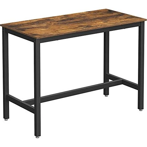 VASAGLE barbord rektangulært brun spånplade og sort stål 120x60 cm