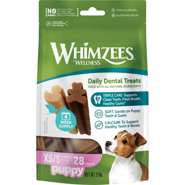 Whimzees Puppy XS/S 28 stk – Dental tyggeben til hvalpe