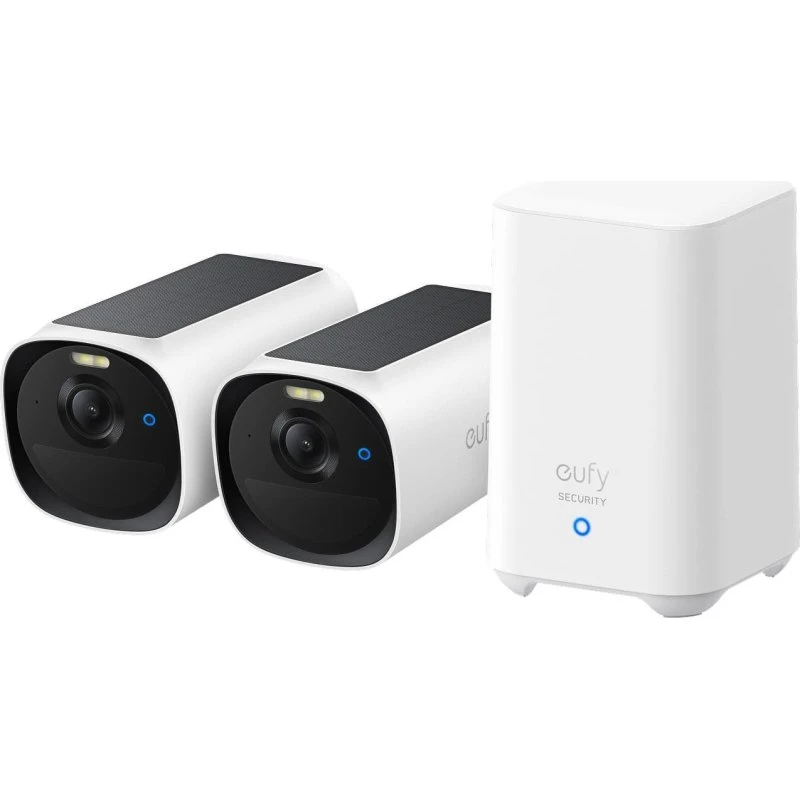 Anker eufyCam E40 2K Overvågningskamera Sæt med HomeBase 2 og Solpanel - Hvid