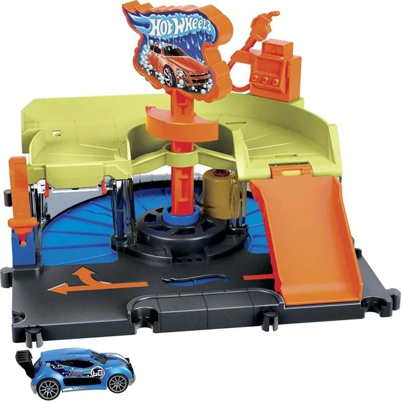 Hot Wheels City Car Wash Track – 4+ år, inkl. bil