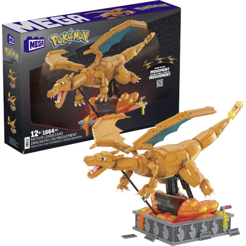 MEGA Construx Pokémon Charizard med bevægelse og udskiftelige navneplader – 1664 dele