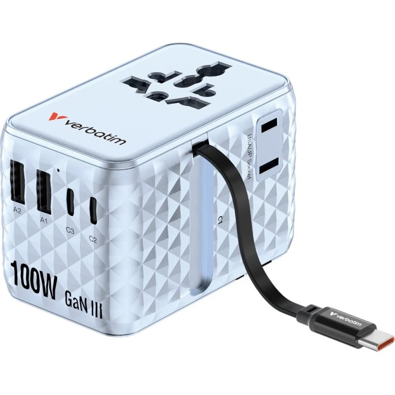 Verbatim Charge 'n' Travel 100W GaN III, blå