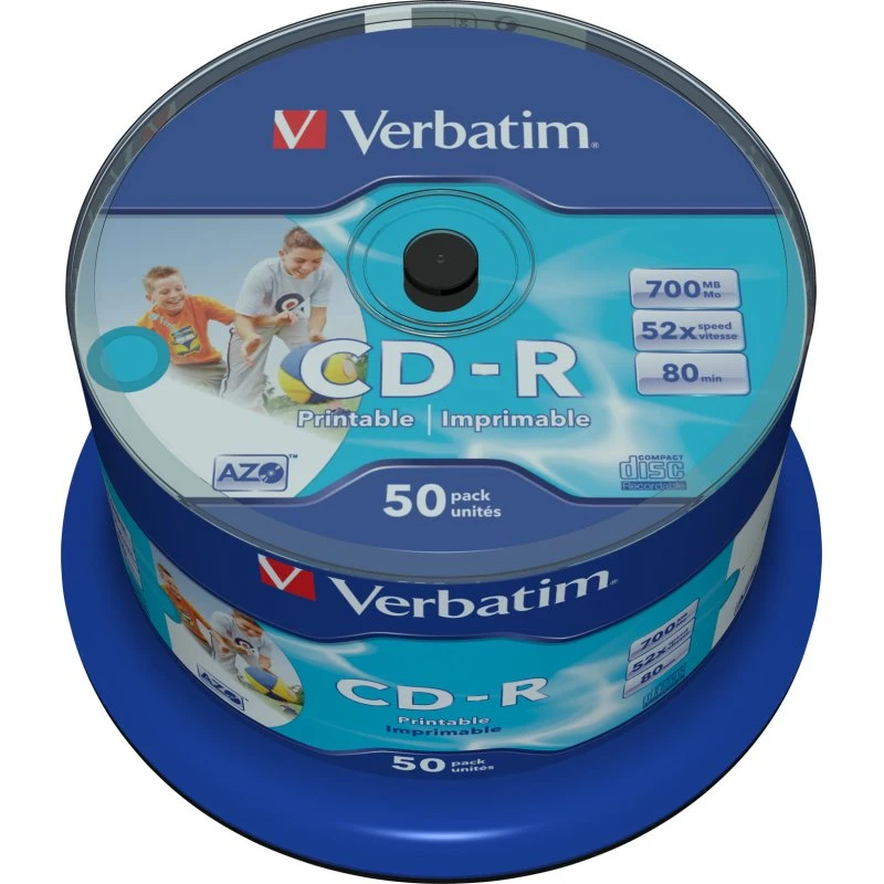 Verbatim DataLifePlus 50x CD-R 700MB, 52x, bred printbar overflade
