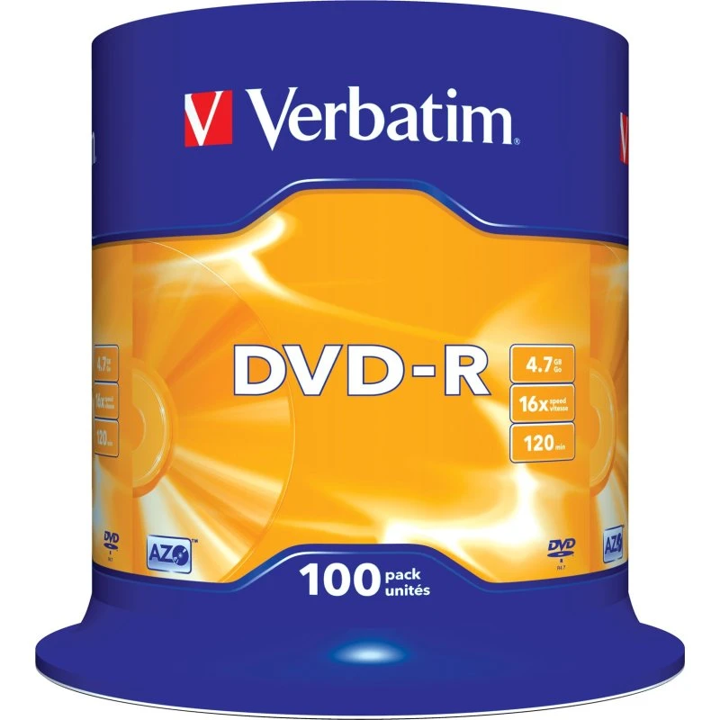 Verbatim 100x DVD-R 4,7 GB 16x sølvmatteret
