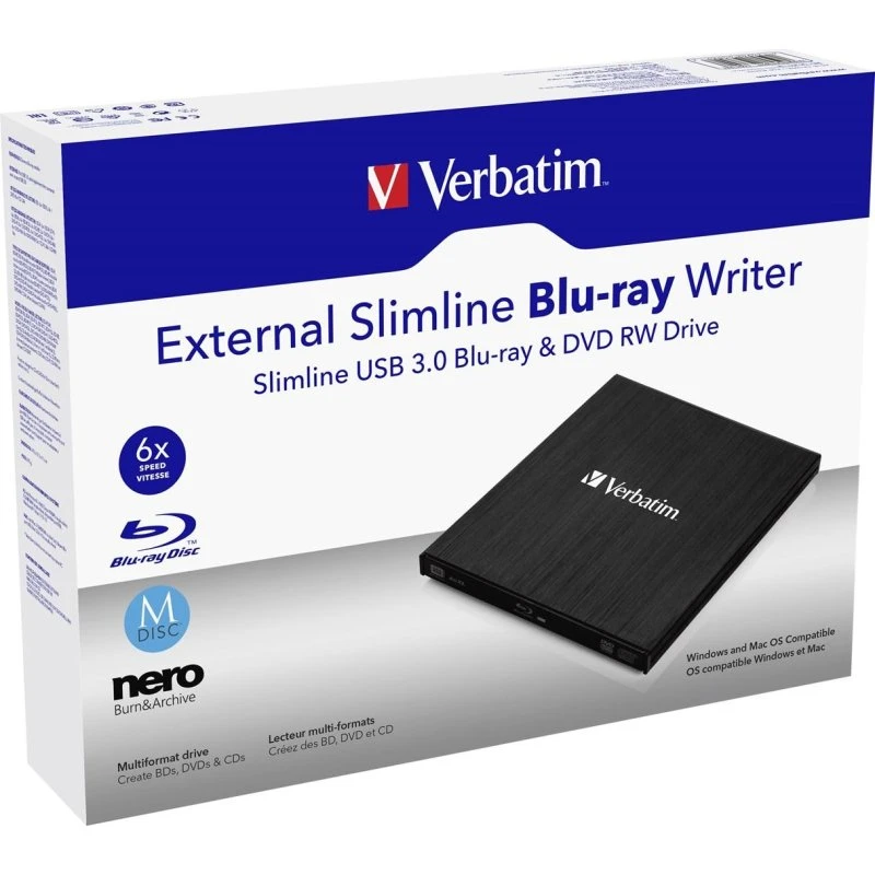 Verbatim Slimline BDXL Blu-ray Brænder USB 3.0, 6x, Sort