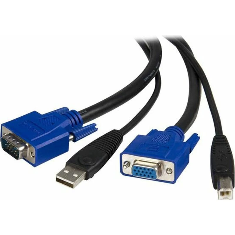 Startech SVUSB2N1_6 USB til VGA KVM-kabel, 1,8 m, EU-stik