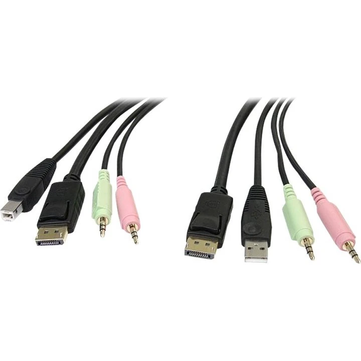 StarTech DP4N1USB6 6ft 4-in-1 USB DisplayPort KVM-kabel med lyd