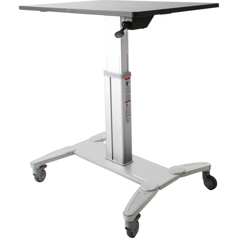 StarTech.com STSCART Mobile Sit-Stand Desk, Sort/Sølv, Højdejusterbar