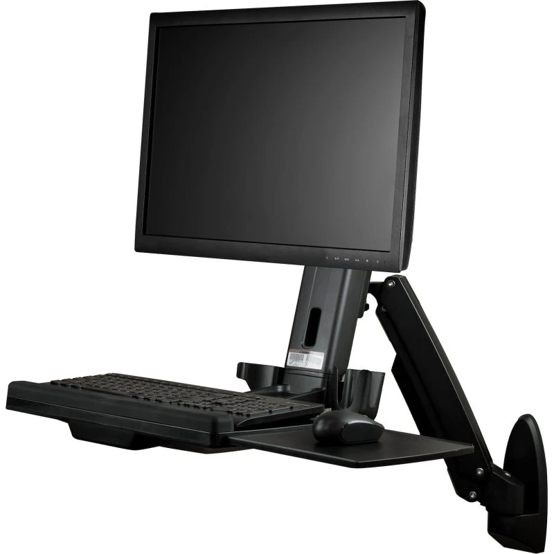 StarTech WallSTS1 Wall Mount Workstation, 24" Full Motion Monitorarm, Sort