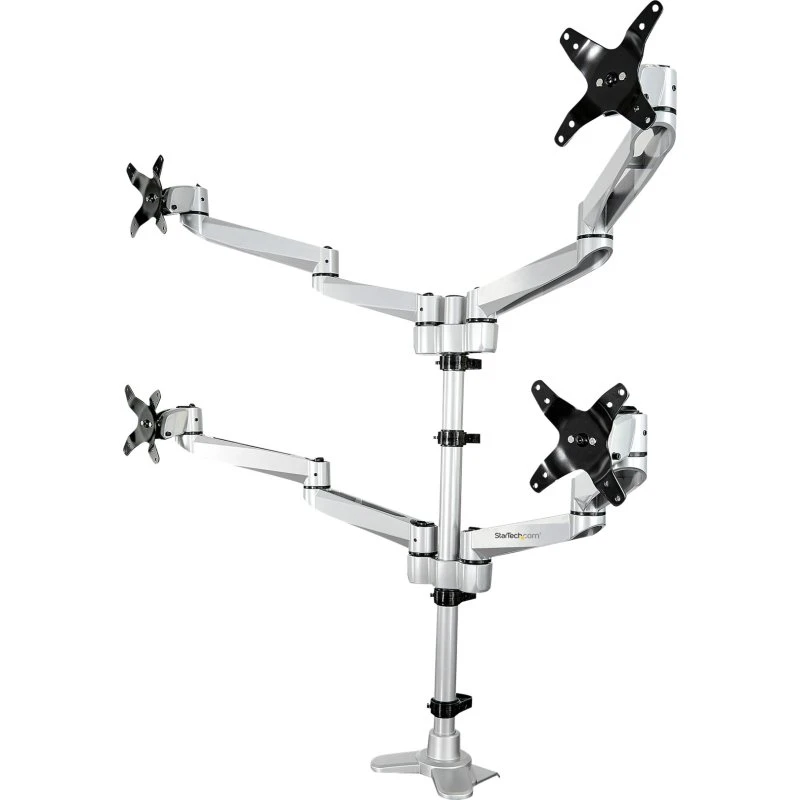 StarTech.com Desk Mount Quad Monitor Arm, 4x27" VESA, Silver