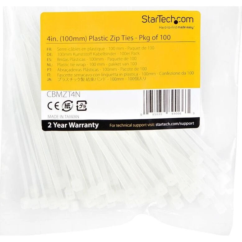 StarTech Kabelbindere nylon hvid, 100 stk.