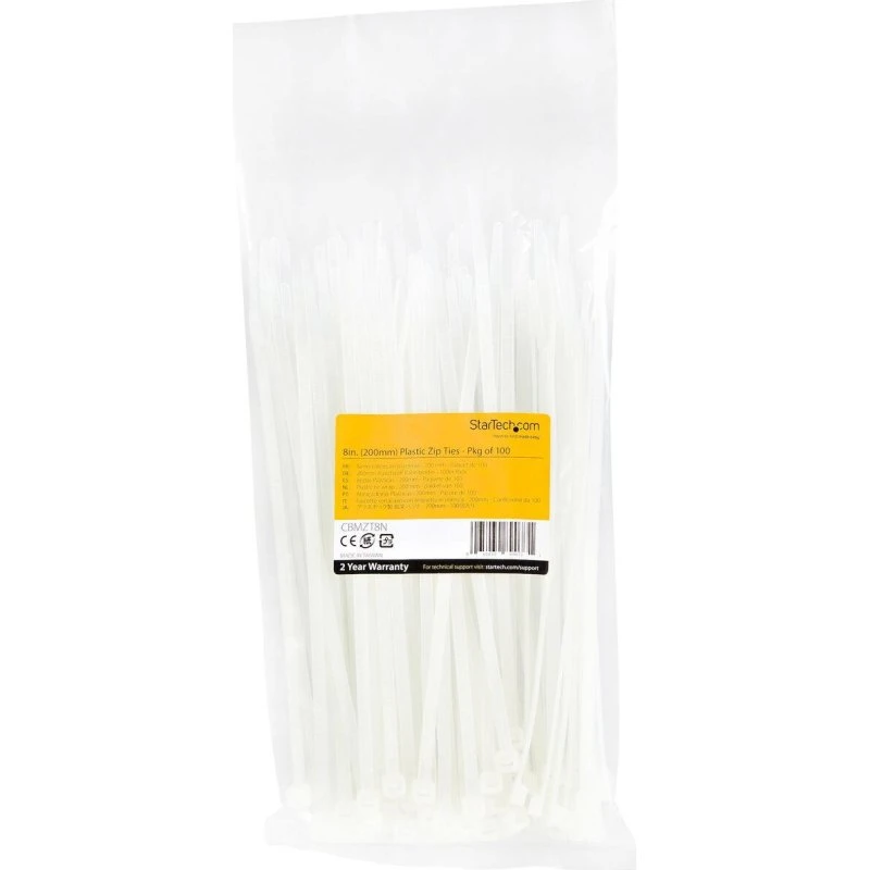 Startech Kabelbinder Nylon Hvid 200 mm (100 stk.)