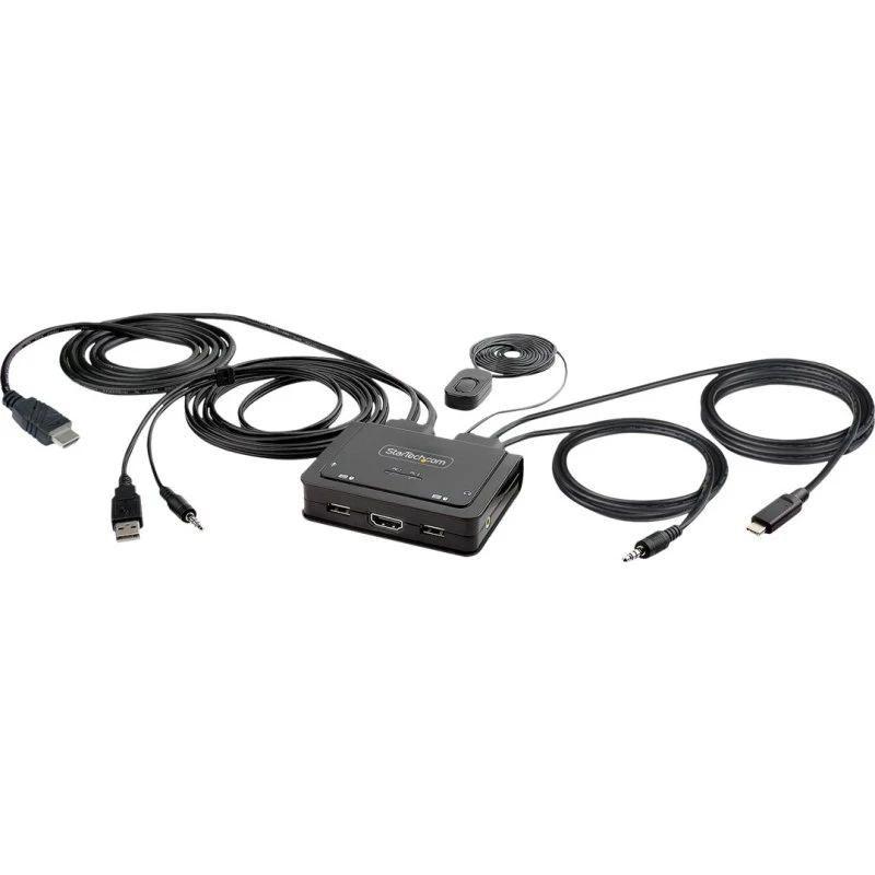 StarTech C2-H46-UAC-CBL-KVM 2-Port USB-C HDMI KVM-Switch, 4K 60Hz, Sort