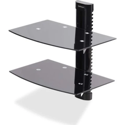 StarTech.com 2B-WALL-MOUNT-SHELF, sort, glas, 250 mm