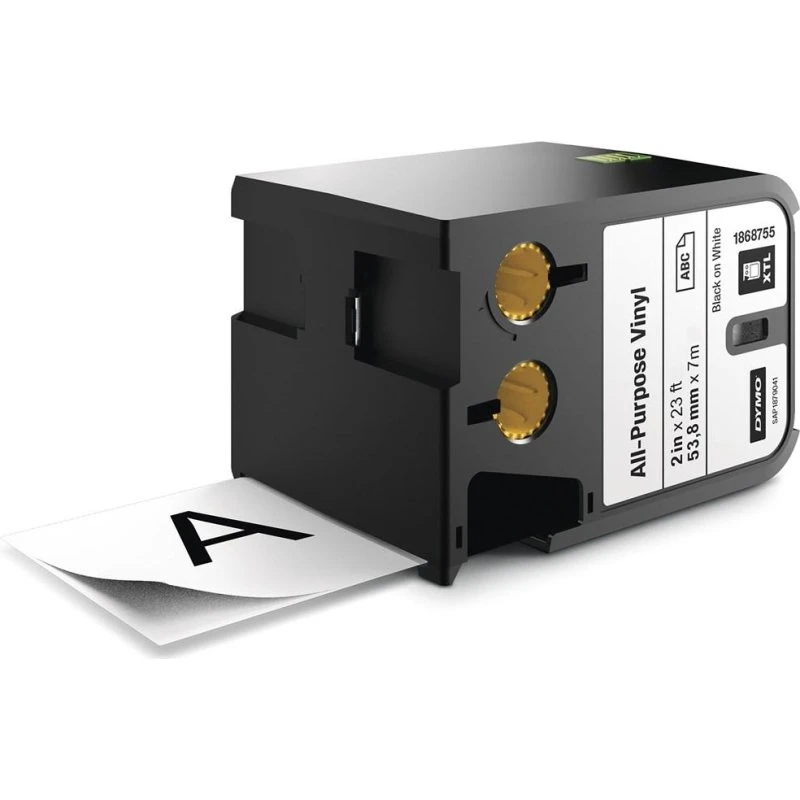 DYMO XTL Vinyletiketter 54 mm x 7 m, sort på hvid