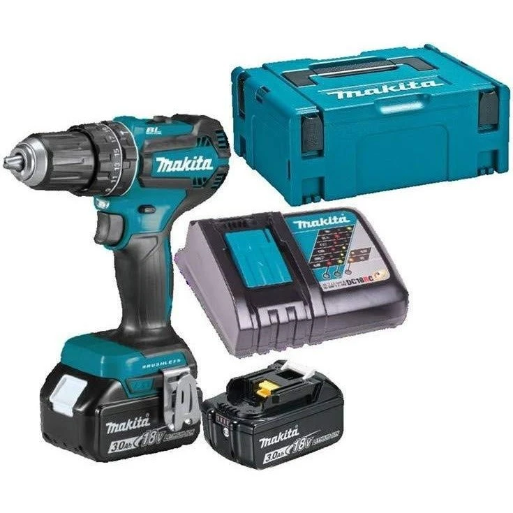 Makita DHP485RFJ Nøglefri Boremaskine 1900 RPM Sort Blå