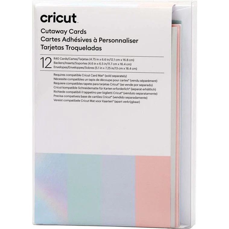 Cricut Pastel Sampler Skær væk-kortsæt – Hvid, Hviskende blå, Tulipan, Holografisk sølvmatte