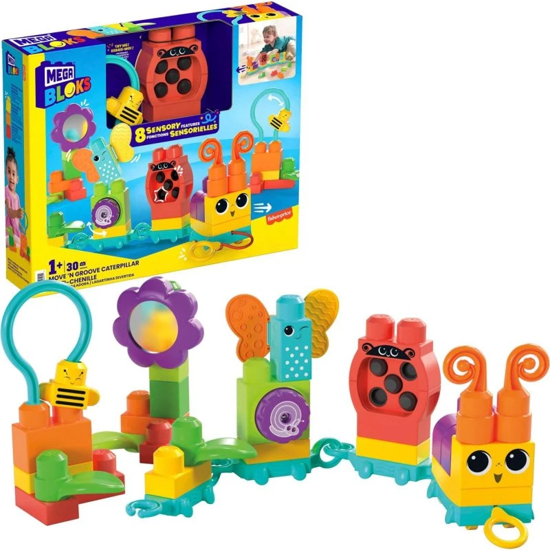 Mega Bloks Move N' Groove Caterpillar, 30 stk. byggelegetøj