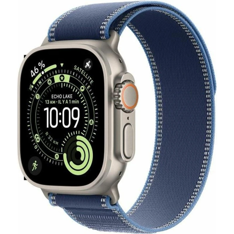 Apple Watch Ultra 3 49 mm sølv titanium med blå Trail Loop (M/L)