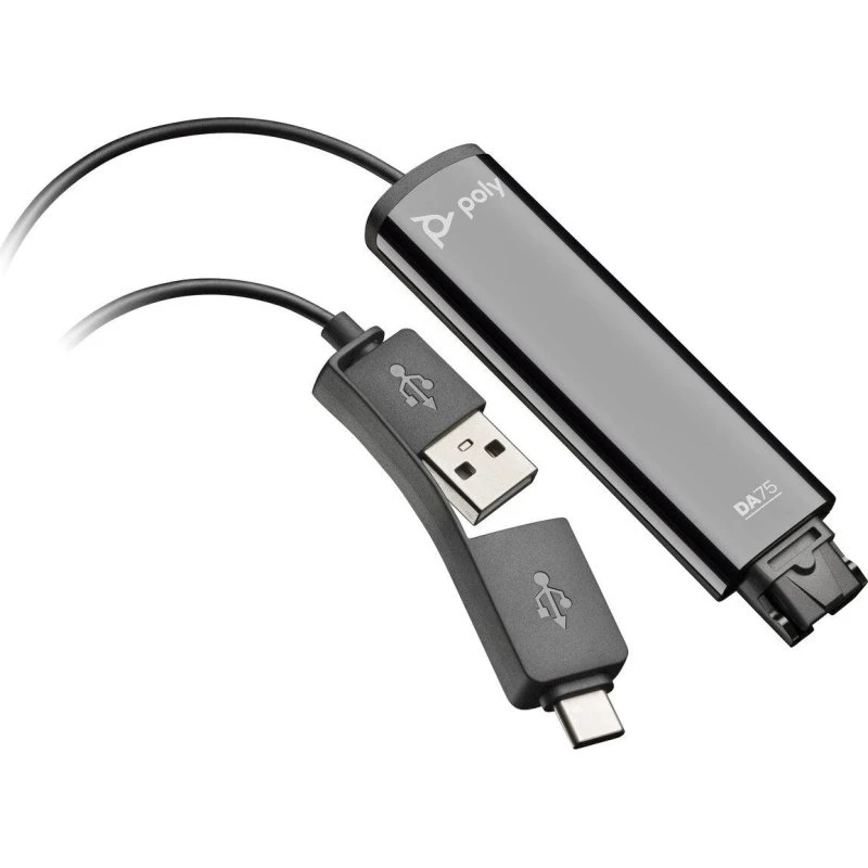 HP Poly DA75 USB-C/USB-A Hovedtelefoner, Sort