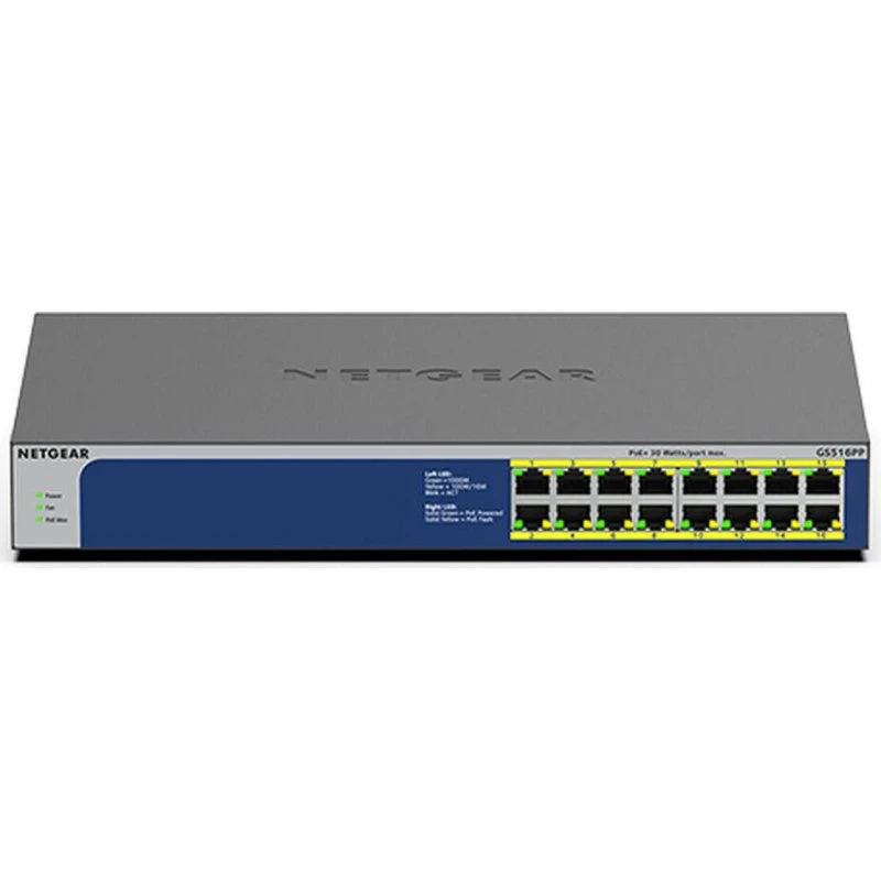 Netgear GS516PP-100EUS 16-Port Gigabit PoE+ Switch, Sort