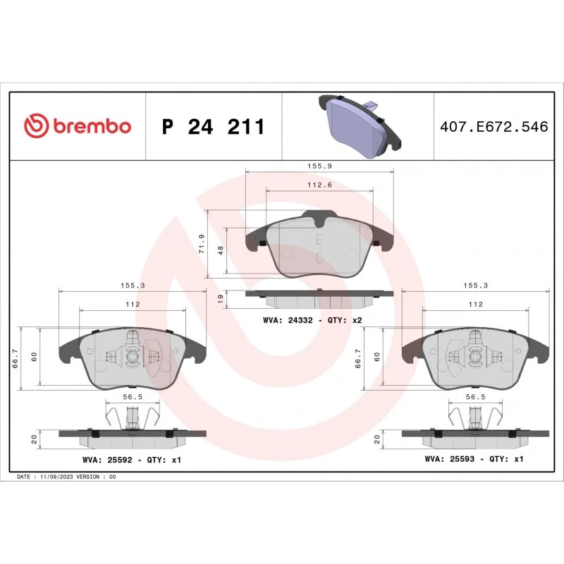 Brembo Bremseklodser P 24 211 for Ford Mondeo V